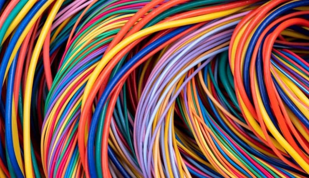 Coloured electrical wires.